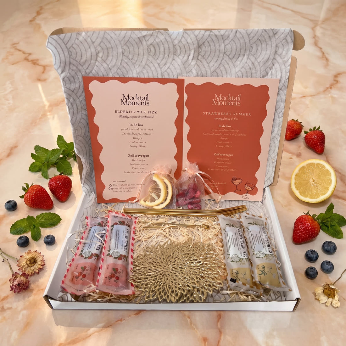 Mocktail Moments Box: Elderflower Fizz & Strawberry Summer